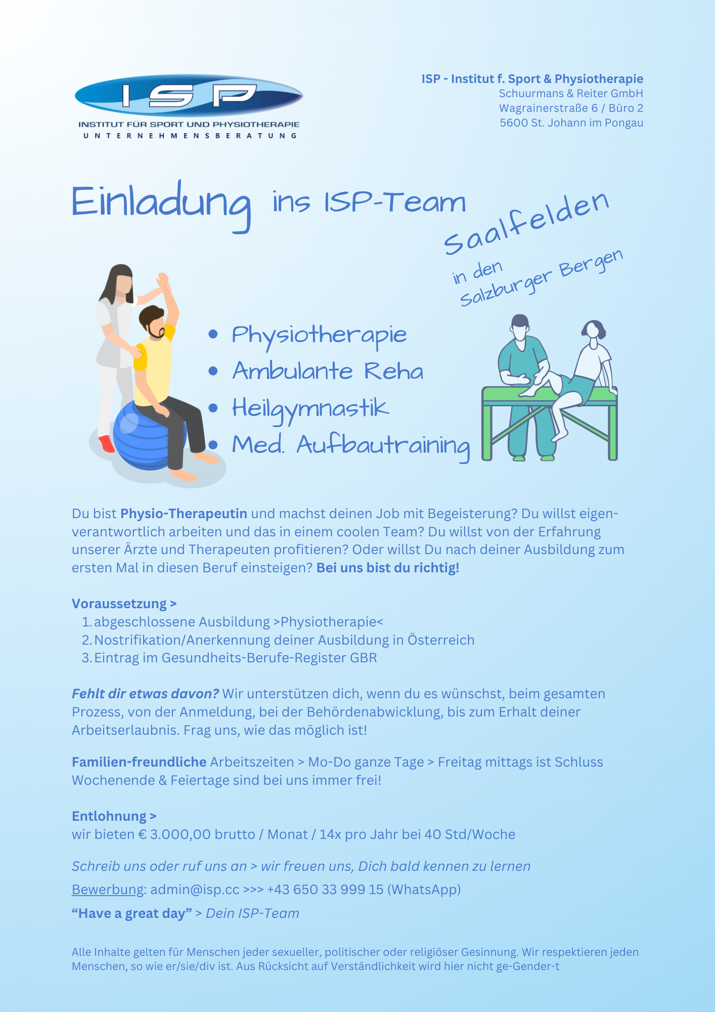 Einladung ins ISP-Team SF Job-Angebot Saalfelden